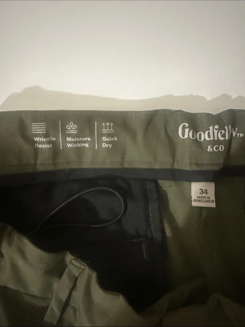 Goodfellow & co Men's Olive Green Performance Shorts Sz 34